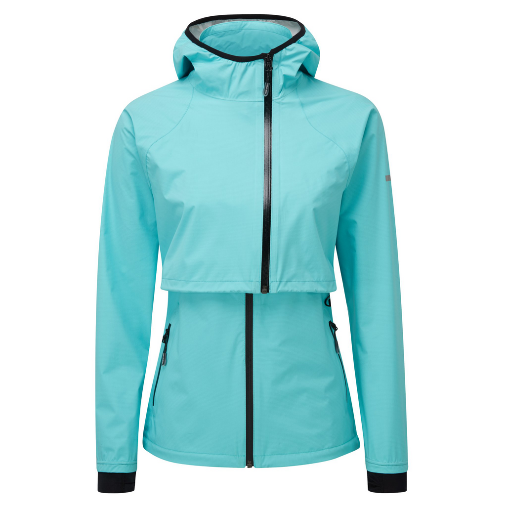 Women s Waterproof Running Morph Jacket in Fresh Aquamarine Blue TribeSports Sportswear Apparel Tribe Sports